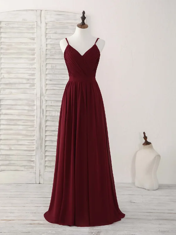 Burgundy V-Neck A-Line Formal Party Dress Bridesmaid Dress,DP1441 Tunics Luxurious premium Burgundy V-Neck A-Line Formal Party Dress Bridesmaid Dress,DP1441 Tunics Luxurious premium