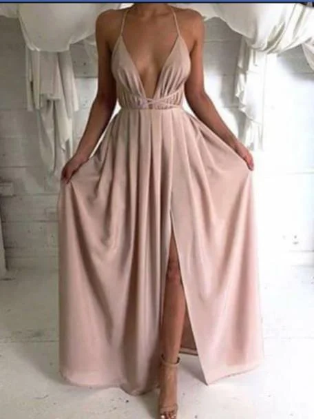 A Line V Neck Backless Floor Length Prom Dresses, Evening Dresses Tunics Business professional A Line V Neck Backless Floor Length Prom Dresses, Evening Dresses Tunics Business professional