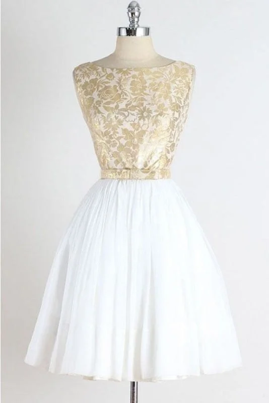 A Line Vintage Sleeveless Gold Lace Short Homecoming Dress Tulle Party Dresses Sequined Elegant Party A Line Vintage Sleeveless Gold Lace Short Homecoming Dress Tulle Party Dresses Sequined Elegant Party