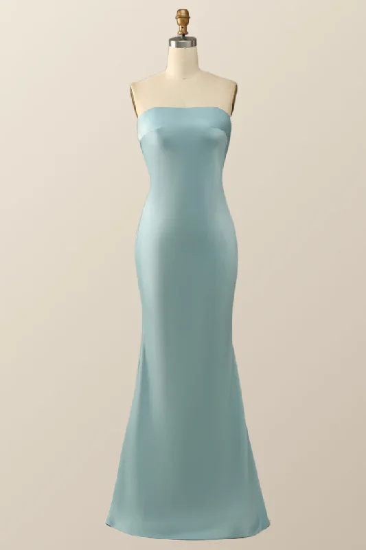 Blue Strapless Mermaid Long Party Dress Bridesmaid Dress,DP1820 Tunics Designer luxury Blue Strapless Mermaid Long Party Dress Bridesmaid Dress,DP1820 Tunics Designer luxury