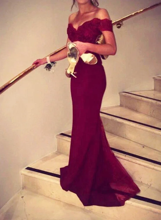 Burgundy Off Shoulder Prom Dresses , Party Dresses, Long Bridesmaid Dresses Tunics Versatile functional Burgundy Off Shoulder Prom Dresses , Party Dresses, Long Bridesmaid Dresses Tunics Versatile functional