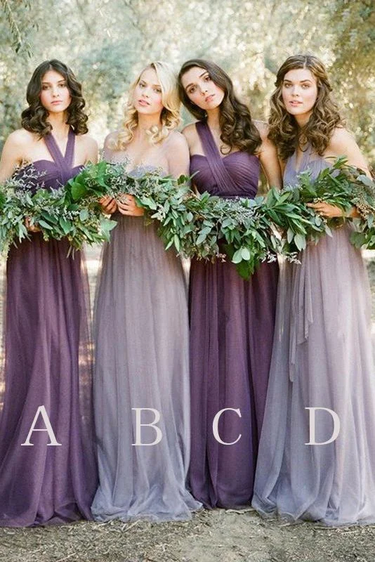 Fashion Mismatched Tulle Long Wedding Party Dresses Cheap Charming Bridesmaid Dresses DM447 A-Line Day Work Fashion Mismatched Tulle Long Wedding Party Dresses Cheap Charming Bridesmaid Dresses DM447 A-Line Day Work