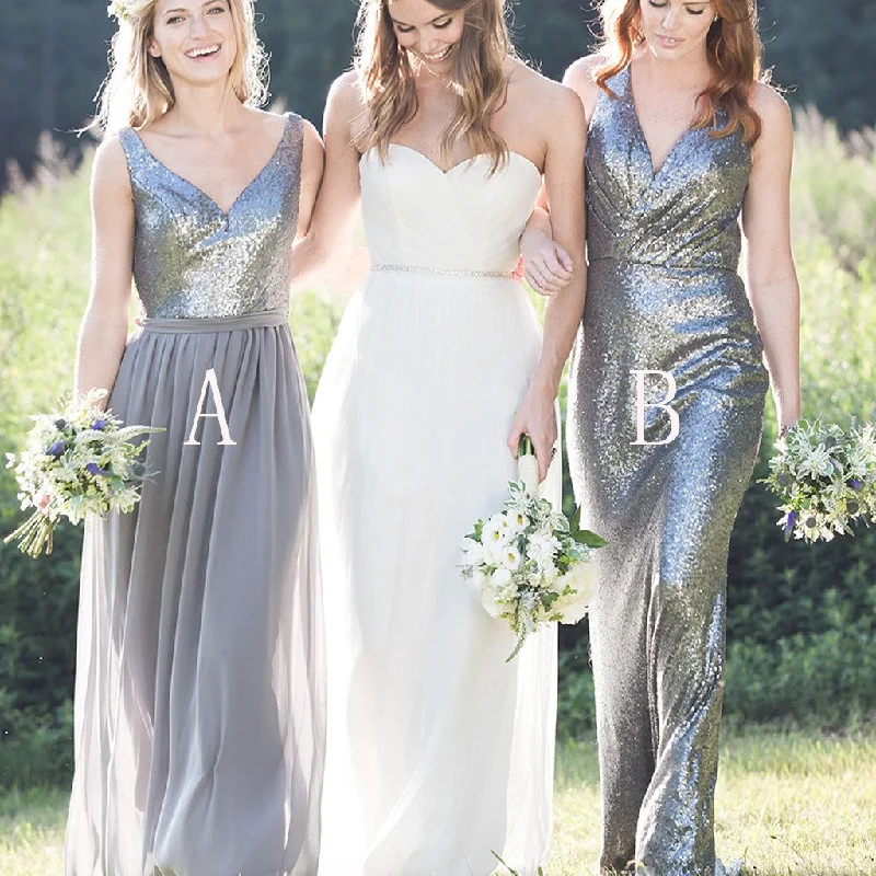 Gorgeous High Quality Mismatched Styles Sequin Long Cheap Wedding Party Dresses, TYP0313 Tunics Stylish modern Gorgeous High Quality Mismatched Styles Sequin Long Cheap Wedding Party Dresses, TYP0313 Tunics Stylish modern