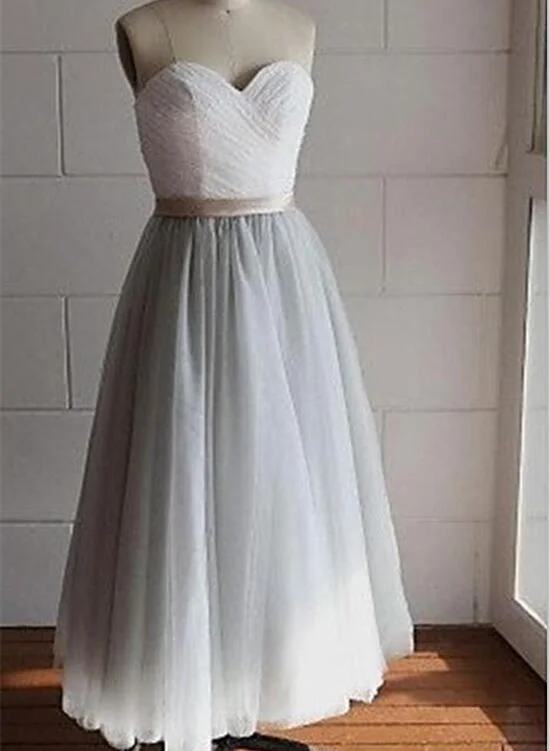 Grey Tulle Tea Length Bridesmaid Dresses, Grey Formal Dresses, Vintage Style Wedding Party Dress Tunics Corduroy durable Grey Tulle Tea Length Bridesmaid Dresses, Grey Formal Dresses, Vintage Style Wedding Party Dress Tunics Corduroy durable