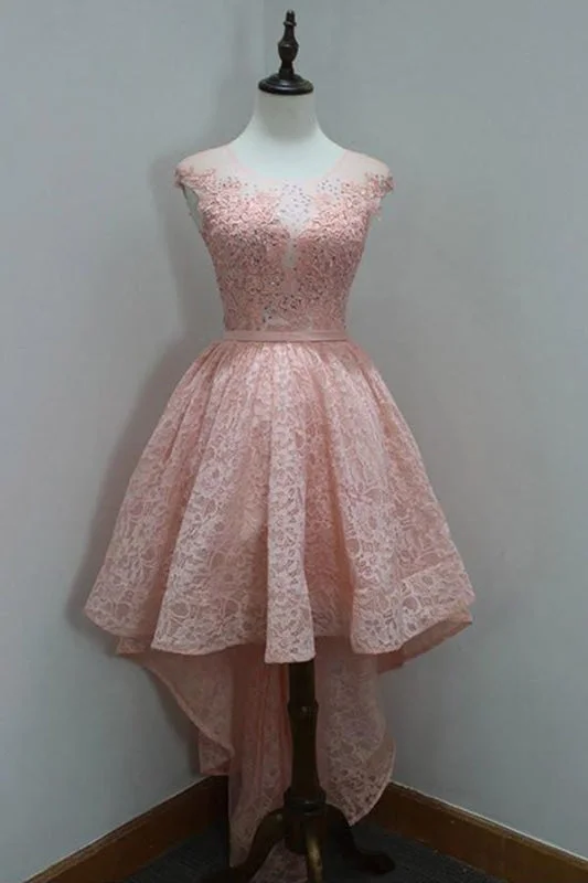 High Low Round Neck Sleeveless Homecoming A Line Lace Party Dress Tunics Trendy modern High Low Round Neck Sleeveless Homecoming A Line Lace Party Dress Tunics Trendy modern