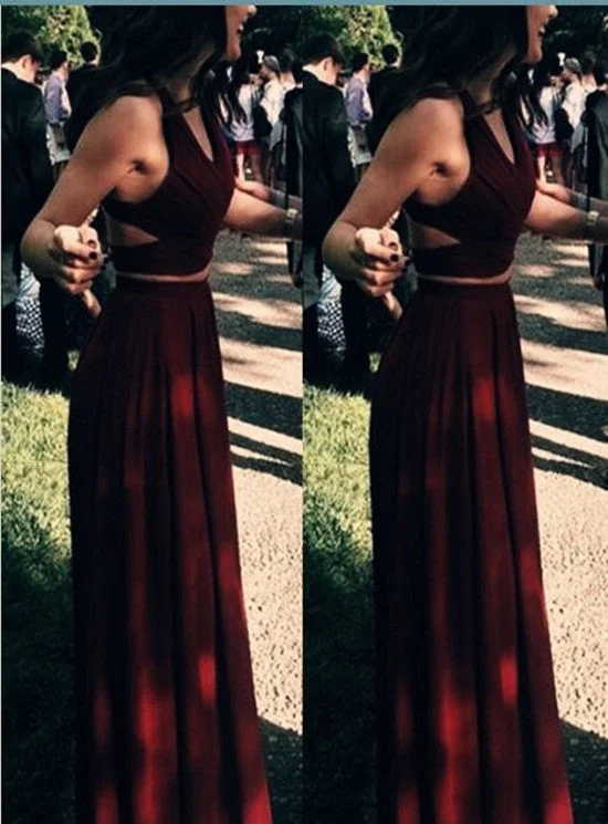 Maroon Two Piece Prom Dresses, Chiffon Prom Dresses, Party Dresses, Prom Dress Tunics Practical easy-care Maroon Two Piece Prom Dresses, Chiffon Prom Dresses, Party Dresses, Prom Dress Tunics Practical easy-care
