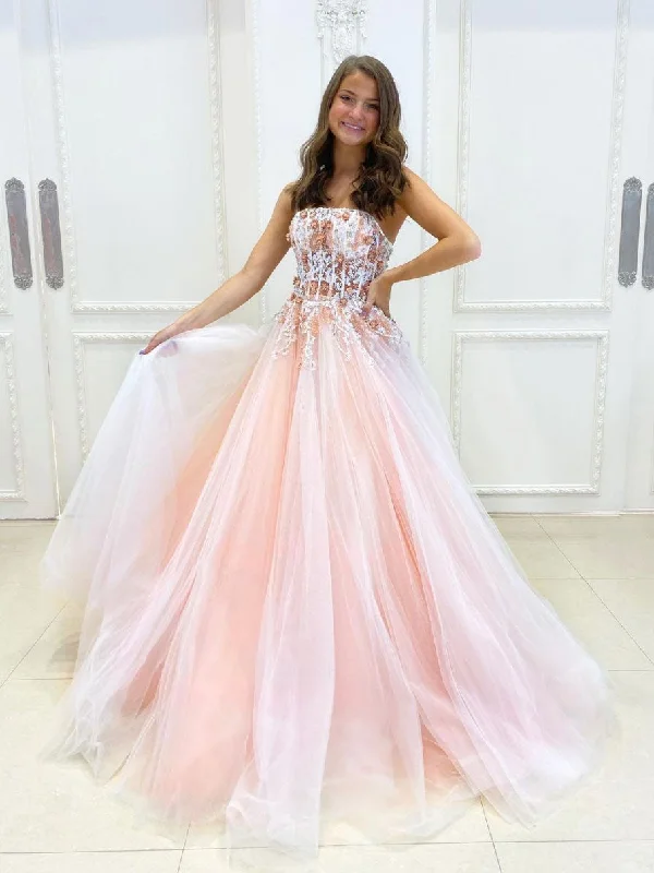 Pink A-line tulle lace long prom dress pink lace long evening dress Tunics Velvet soft Pink A-line tulle lace long prom dress pink lace long evening dress Tunics Velvet soft