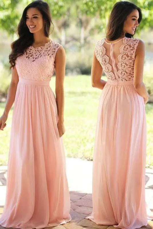 Pink Bridesmaid Dresses Lace Top Long Chiffon Wedding Party Dresses DMO17 Pencil Length Work Pink Bridesmaid Dresses Lace Top Long Chiffon Wedding Party Dresses DMO17 Pencil Length Work