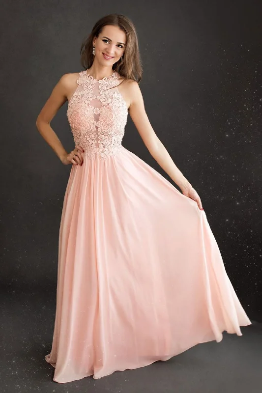 Pink round neck chiffon long prom dress lace pink evening dress Tunics Exclusive limited Pink round neck chiffon long prom dress lace pink evening dress Tunics Exclusive limited
