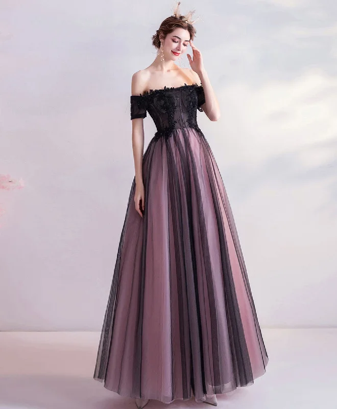 Purple Tulle Lace Off Shoulder Long Prom Dress, Purple Evening Dress Tunics Bridal satin Purple Tulle Lace Off Shoulder Long Prom Dress, Purple Evening Dress Tunics Bridal satin