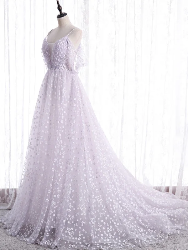 Purple tulle off shoulder long prom dress, purple evening dress Tunics Canvas sturdy Purple tulle off shoulder long prom dress, purple evening dress Tunics Canvas sturdy