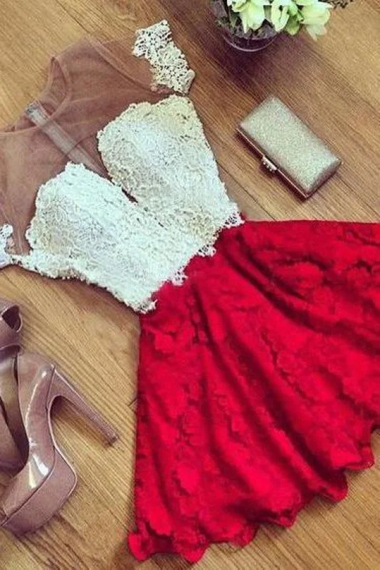 Red Lace Short Sleeve Homecoming Dress Cheap Cocktail Party Dresses Tunics Party sparkling Red Lace Short Sleeve Homecoming Dress Cheap Cocktail Party Dresses Tunics Party sparkling