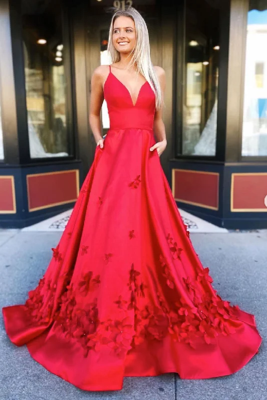 Red v neck satin long prom dress red satin long evening dress Tunics Sophisticated sleek Red v neck satin long prom dress red satin long evening dress Tunics Sophisticated sleek