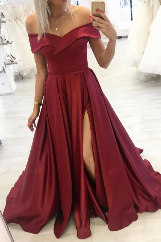 Simple burgundy off shoulder long prom dress burgundy evening dress Tunics Travel practical Simple burgundy off shoulder long prom dress burgundy evening dress Tunics Travel practical