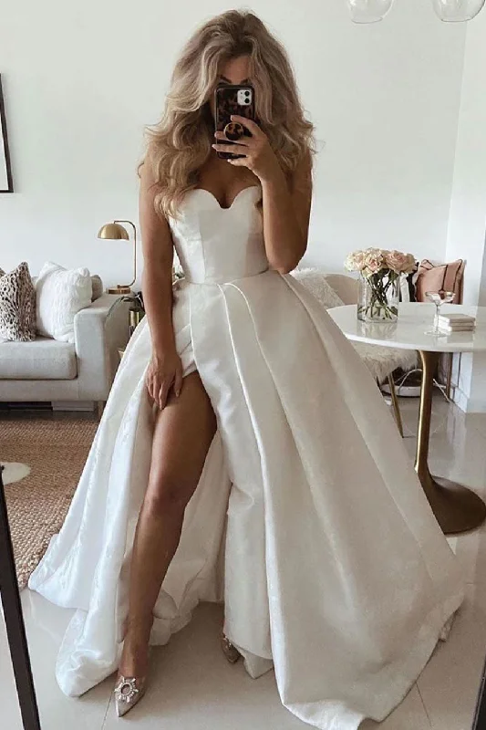 Simple sweetheart white satin long prom dress white evening dress Tunics Running lightweight Simple sweetheart white satin long prom dress white evening dress Tunics Running lightweight