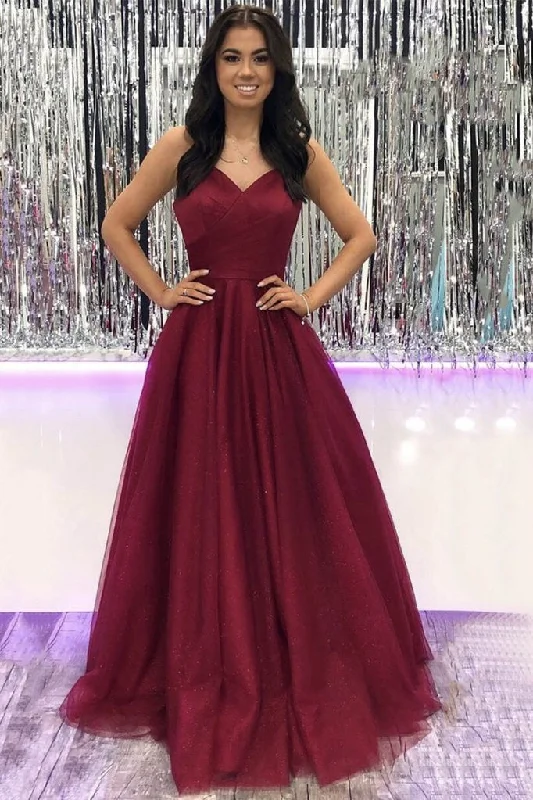 Simple v neck tulle burgundy long prom dress burgundy evening dress Tunics Chic fashionable Simple v neck tulle burgundy long prom dress burgundy evening dress Tunics Chic fashionable