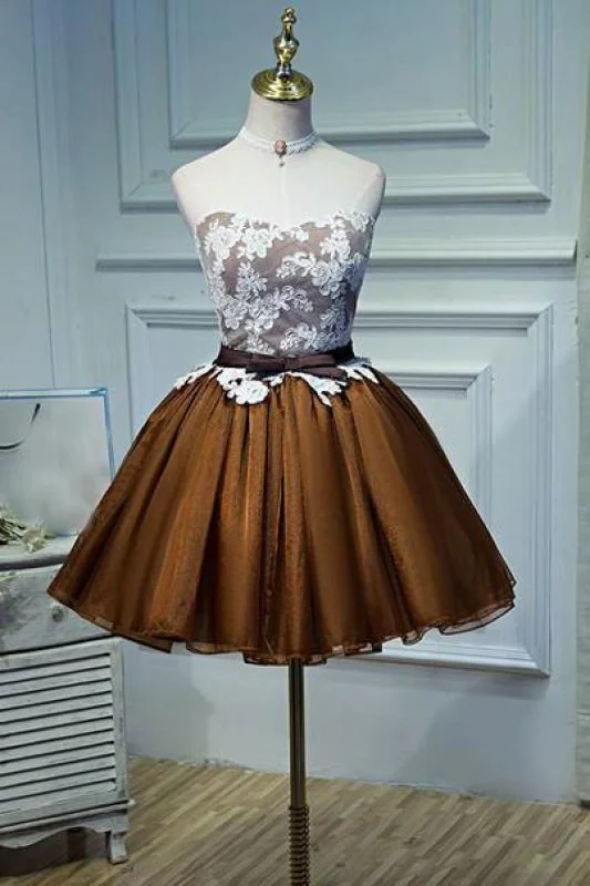 Strapless Tulle Homecoming Lace Appliqued Bowknot Short Prom Party Dress Tunics Prom sequined Strapless Tulle Homecoming Lace Appliqued Bowknot Short Prom Party Dress Tunics Prom sequined
