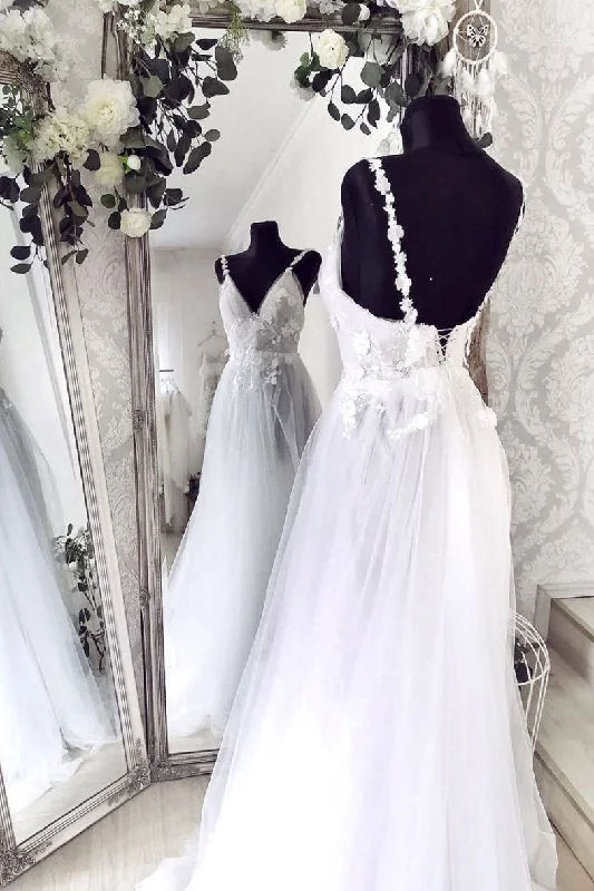 Unique v neck tulle lace long prom dress tulle lace evening dress Glittery Long Formal Unique v neck tulle lace long prom dress tulle lace evening dress Glittery Long Formal