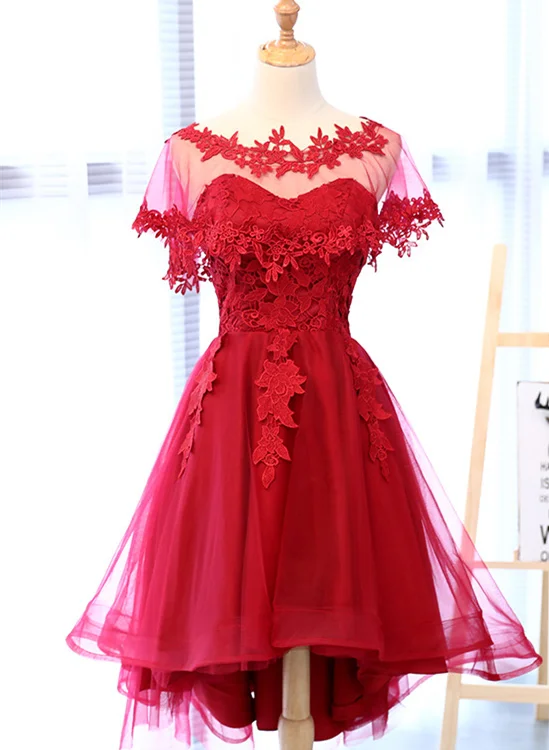 Wine Red Tulle Short with Applique Detail Romantic Short Party Dresses, Lovely Formal Dresses, Prom Dress Tunics Hiking breathable Wine Red Tulle Short with Applique Detail Romantic Short Party Dresses, Lovely Formal Dresses, Prom Dress Tunics Hiking breathable