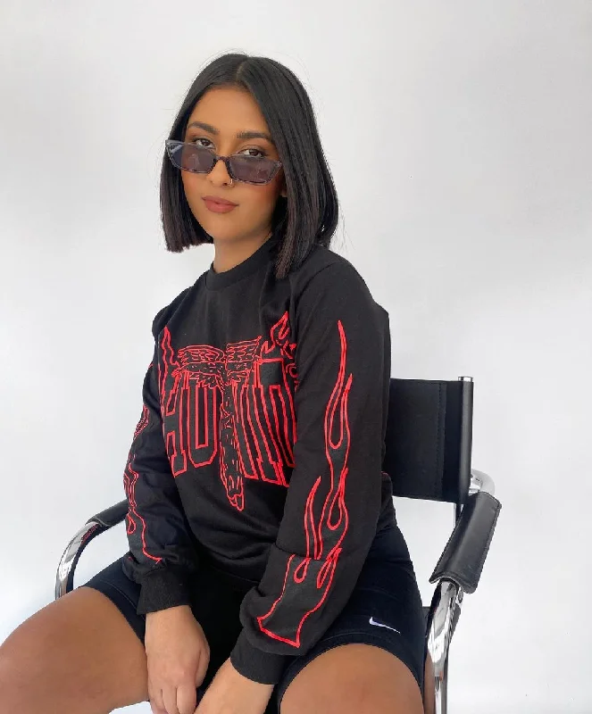 4HUNNID Death Before Dishonor Long Sleeve T-Shirt Black Fleece Nylon Spandex