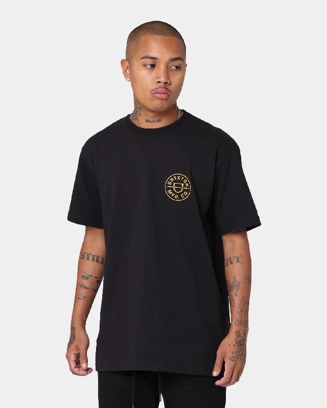 Brixton Crest II Short Sleeve T-Shirt Black/Gold Zippered Front Buttoned Front Snap Front Brixton Crest II Short Sleeve T-Shirt Black/Gold Zippered Front Buttoned Front Snap Front