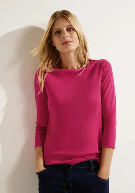 Cecil Three Quarter Length Sleeve T-Shirt, Cosy Coral Chenille Fabric Brocade Fabric Lace Fabric Cecil Three Quarter Length Sleeve T-Shirt, Cosy Coral Chenille Fabric Brocade Fabric Lace Fabric