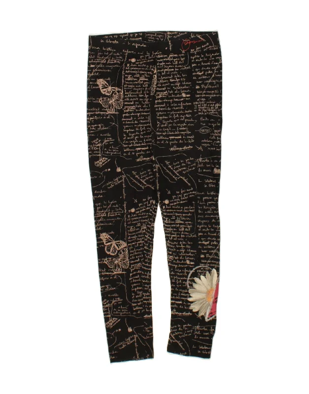 DESIGUAL Womens Abstract Pattern Graphic Leggings UK 12 Medium Black Comfortable Ribbed Sports Leggings DESIGUAL Womens Abstract Pattern Graphic Leggings UK 12 Medium Black Comfortable Ribbed Sports Leggings