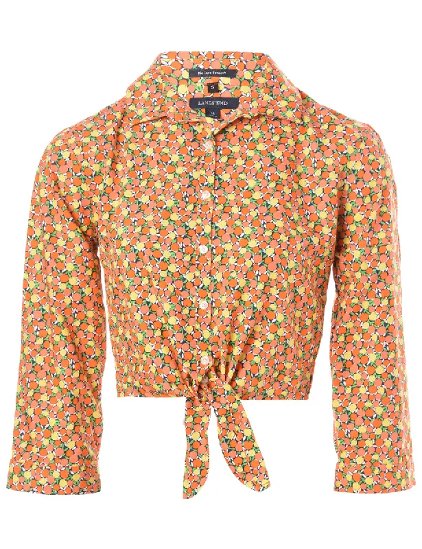 Label Cropped Jessie Tie Front Patterned Shirt Anti-Shrink Durable Soft