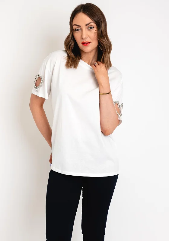Serafina Collection One Size Cut-Out Heart Sleeve T-Shirt, White Jersey Fabric Tulle Fabric Batik Fabric Serafina Collection One Size Cut-Out Heart Sleeve T-Shirt, White Jersey Fabric Tulle Fabric Batik Fabric