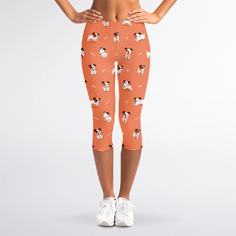 Little Jack Russell Terrier Print Women's Capri Leggings Trendy Sporty Compression Leggings Little Jack Russell Terrier Print Women's Capri Leggings Trendy Sporty Compression Leggings