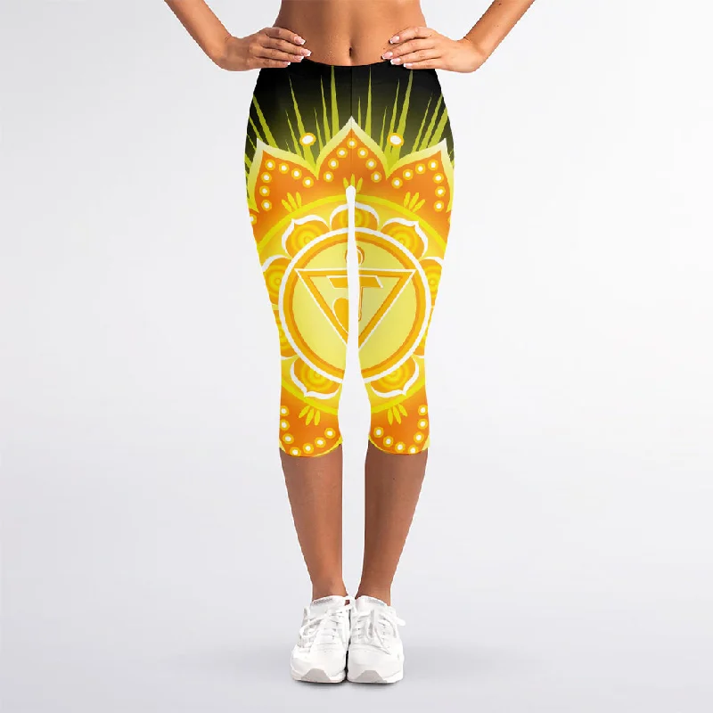 Manipura Chakra Mandala Print Women's Capri Leggings Fashionable Printed Legging Pants Manipura Chakra Mandala Print Women's Capri Leggings Fashionable Printed Legging Pants