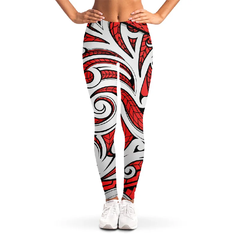 Maori Kowhaiwhai Tribal Polynesian Print Women's Leggings Trendy Full-Length Leggings Maori Kowhaiwhai Tribal Polynesian Print Women's Leggings Trendy Full-Length Leggings