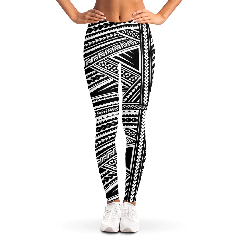 Maori Polynesian Tribal Tattoo Print Women's Leggings Comfortable Wide-Band Leggings Maori Polynesian Tribal Tattoo Print Women's Leggings Comfortable Wide-Band Leggings