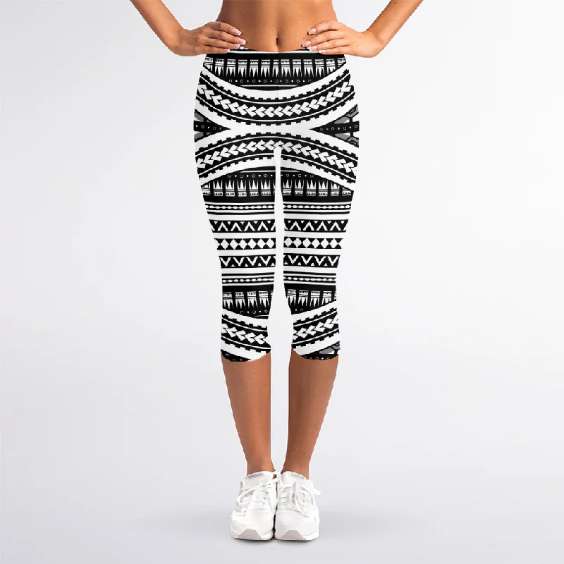Maori Tattoo Polynesian Tribal Print Women's Capri Leggings Stylish Camo Print Leggings Maori Tattoo Polynesian Tribal Print Women's Capri Leggings Stylish Camo Print Leggings