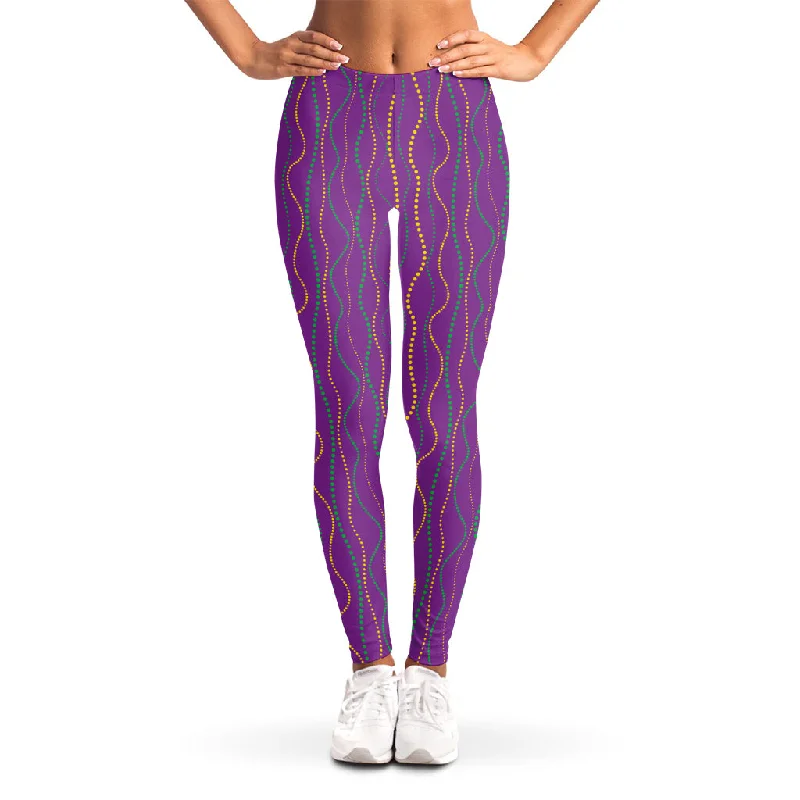 Mardi Gras Dot Pattern Print Women's Leggings Comfortable Slip-On Compression Leggings Mardi Gras Dot Pattern Print Women's Leggings Comfortable Slip-On Compression Leggings