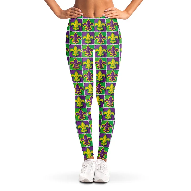 Mardi Gras Fleur De Lis Pattern Print Women's Leggings Stylish Colorful Activewear Leggings Mardi Gras Fleur De Lis Pattern Print Women's Leggings Stylish Colorful Activewear Leggings