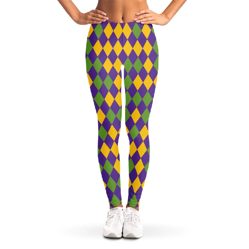 Mardi Gras Harlequin Pattern Print Women's Leggings Fashionable Stretchy Fit Leggings Mardi Gras Harlequin Pattern Print Women's Leggings Fashionable Stretchy Fit Leggings