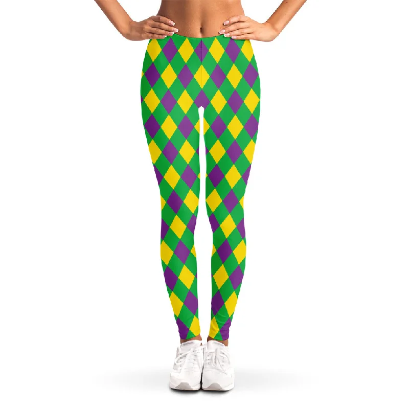 Mardi Gras Plaid Pattern Print Women's Leggings Comfortable Bootcut Workout Leggings Mardi Gras Plaid Pattern Print Women's Leggings Comfortable Bootcut Workout Leggings
