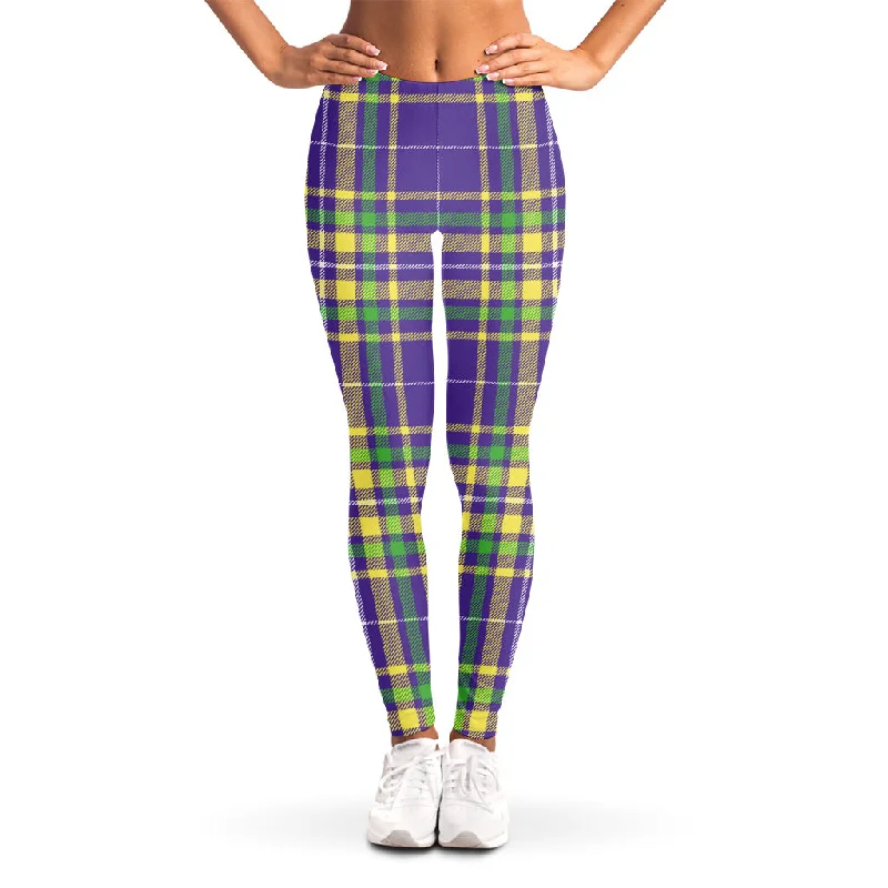 Mardi Gras Tartan Plaid Pattern Print Women's Leggings Fashionable High-Rise Leggings Mardi Gras Tartan Plaid Pattern Print Women's Leggings Fashionable High-Rise Leggings