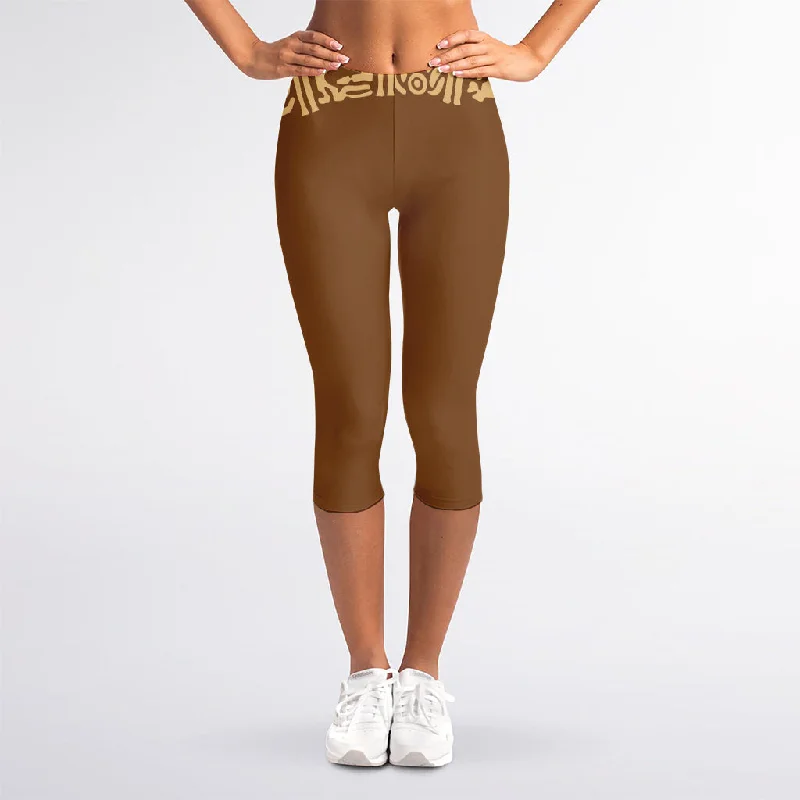 Mayan Circle Symbol Print Women's Capri Leggings Stylish Sporty Performance Leggings Mayan Circle Symbol Print Women's Capri Leggings Stylish Sporty Performance Leggings