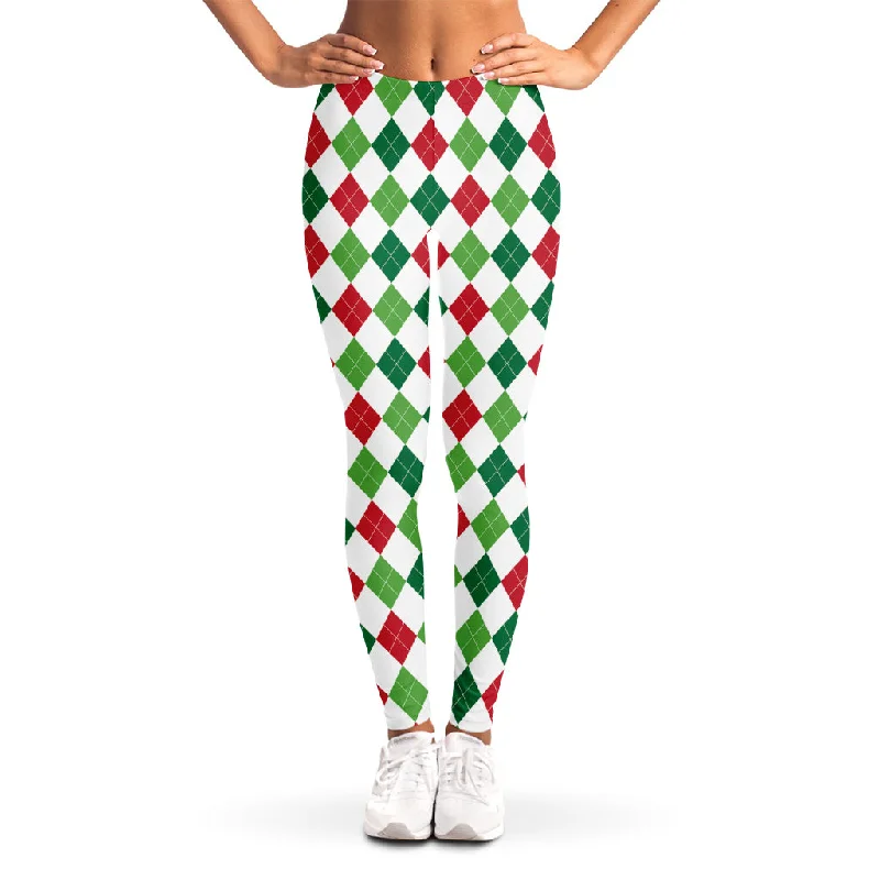 Merry Christmas Argyle Pattern Print Women's Leggings Comfortable Fleece-Lined Leggings Merry Christmas Argyle Pattern Print Women's Leggings Comfortable Fleece-Lined Leggings