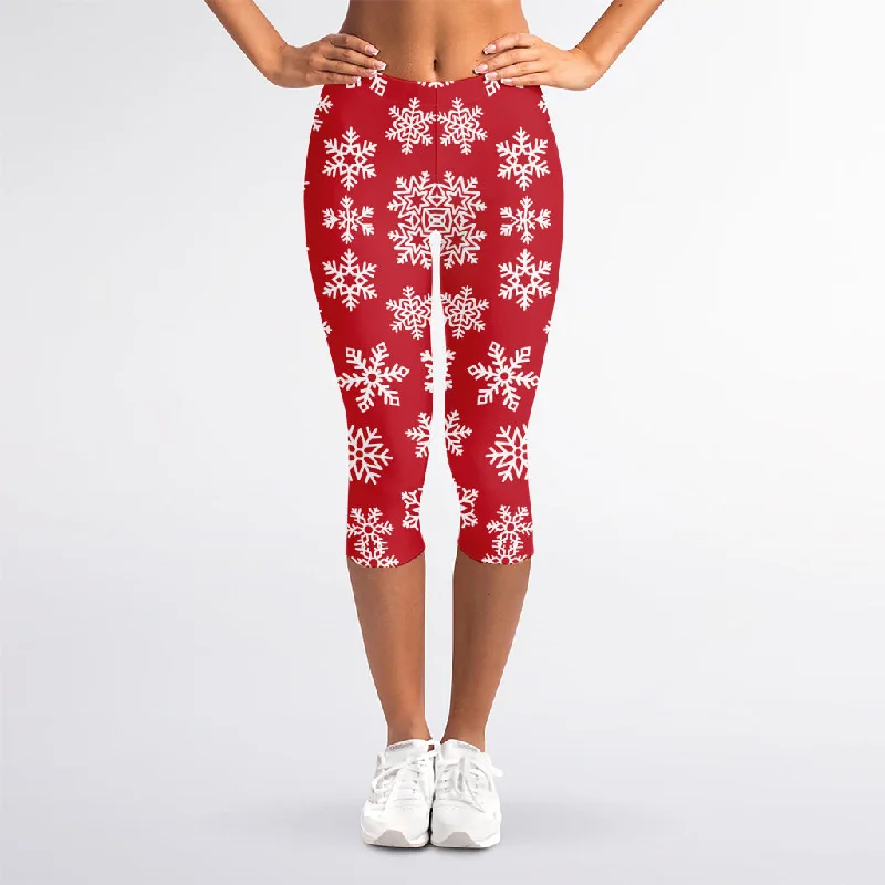 Merry Christmas Snowflakes Pattern Print Women's Capri Leggings Trendy Polka Dot Leggings Merry Christmas Snowflakes Pattern Print Women's Capri Leggings Trendy Polka Dot Leggings