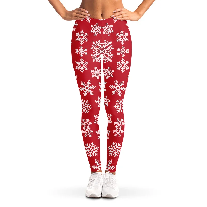 Merry Christmas Snowflakes Pattern Print Women's Leggings Stylish High-Waisted Leggings Merry Christmas Snowflakes Pattern Print Women's Leggings Stylish High-Waisted Leggings