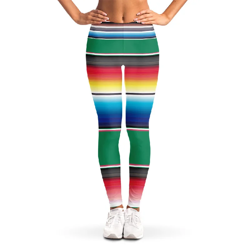 Mexican Striped Blanket Pattern Print Women's Leggings Trendy Leather-Look Workout Leggings Mexican Striped Blanket Pattern Print Women's Leggings Trendy Leather-Look Workout Leggings