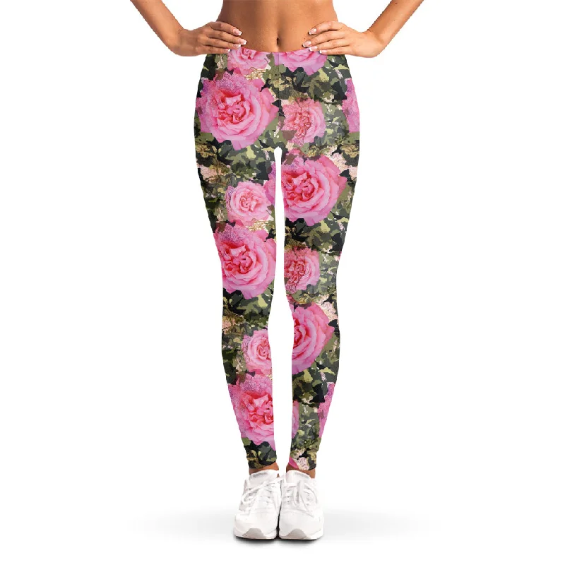 Military Camouflage Flower Pattern Print Women's Leggings Comfortable Athletic Tights Military Camouflage Flower Pattern Print Women's Leggings Comfortable Athletic Tights
