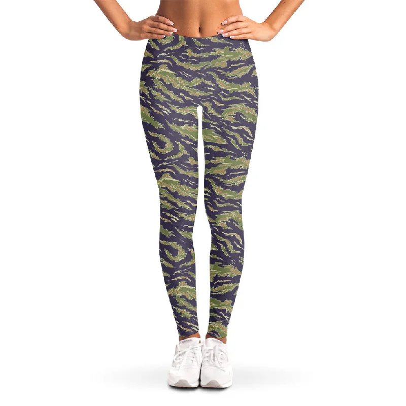 Military Tiger Stripe Camouflage Print Women's Leggings Cozy Yoga Compression Leggings Military Tiger Stripe Camouflage Print Women's Leggings Cozy Yoga Compression Leggings