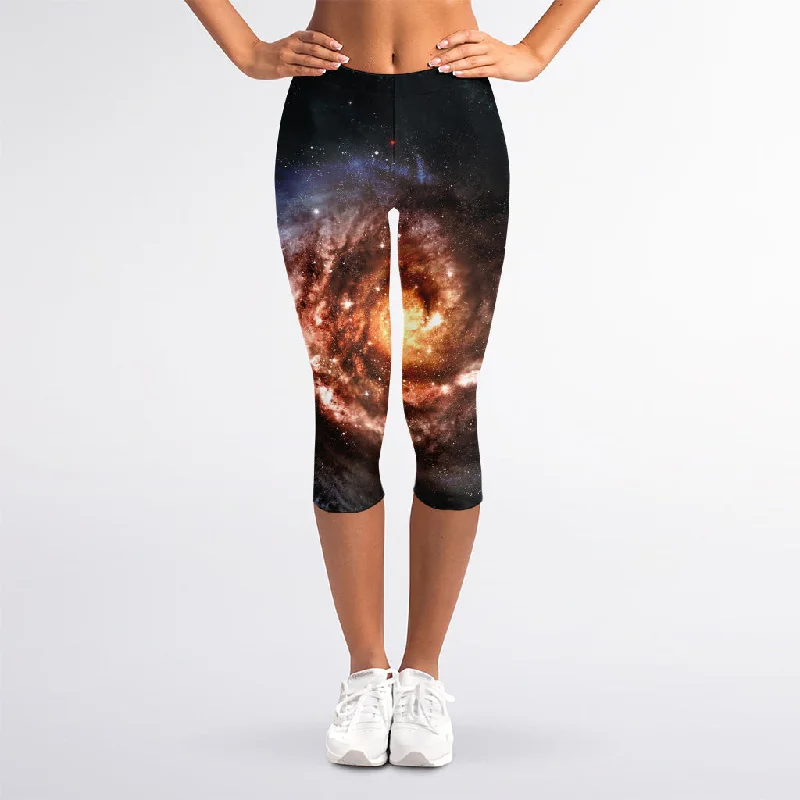 Milky Way Universe Print Women's Capri Leggings Casual Slim-Fit Leggings