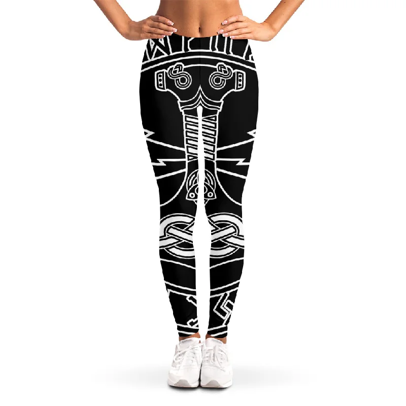 Mjolnir And Younger Futhark Print Women's Leggings Trendy Sporty Compression Leggings Mjolnir And Younger Futhark Print Women's Leggings Trendy Sporty Compression Leggings