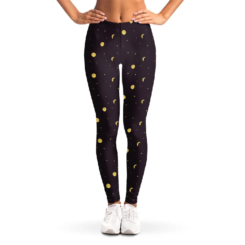 Moon Phase And Stars Pattern Print Women's Leggings Stylish Printed Stretch Leggings Moon Phase And Stars Pattern Print Women's Leggings Stylish Printed Stretch Leggings