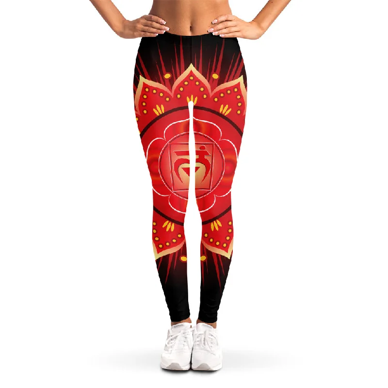 Muladhara Chakra Mandala Print Women's Leggings Cozy Cotton Leggings